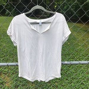 Old navy short sleeved striped shirt white & tan